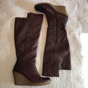 Aldo brown wedge boots